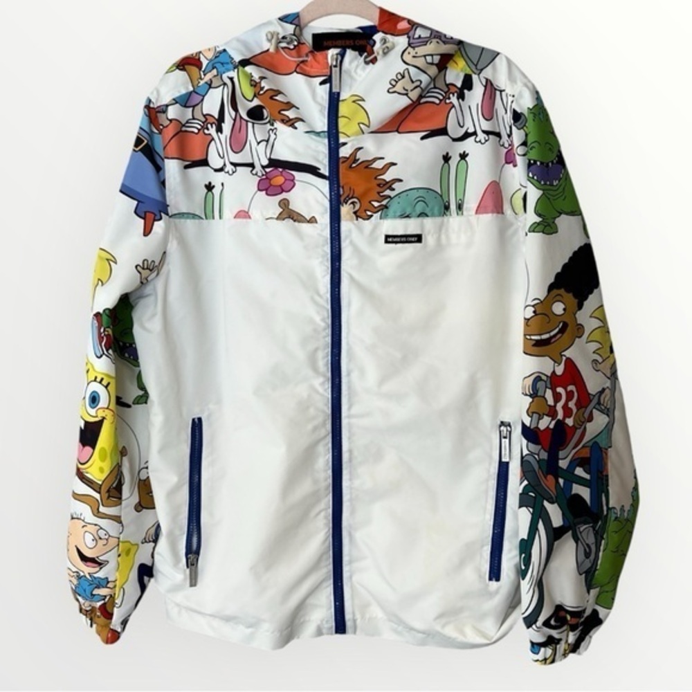 Member’s Only Jacket Nickelodeon Windbreaker Hood Sponge Bob Rocko Rugrats